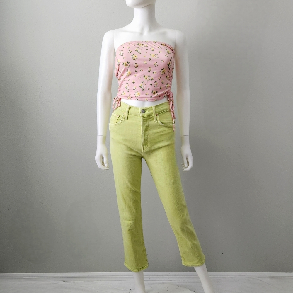 MOTHER The Tomcat Crop Straight High-Rise Jeans In Cirtron, Size 25